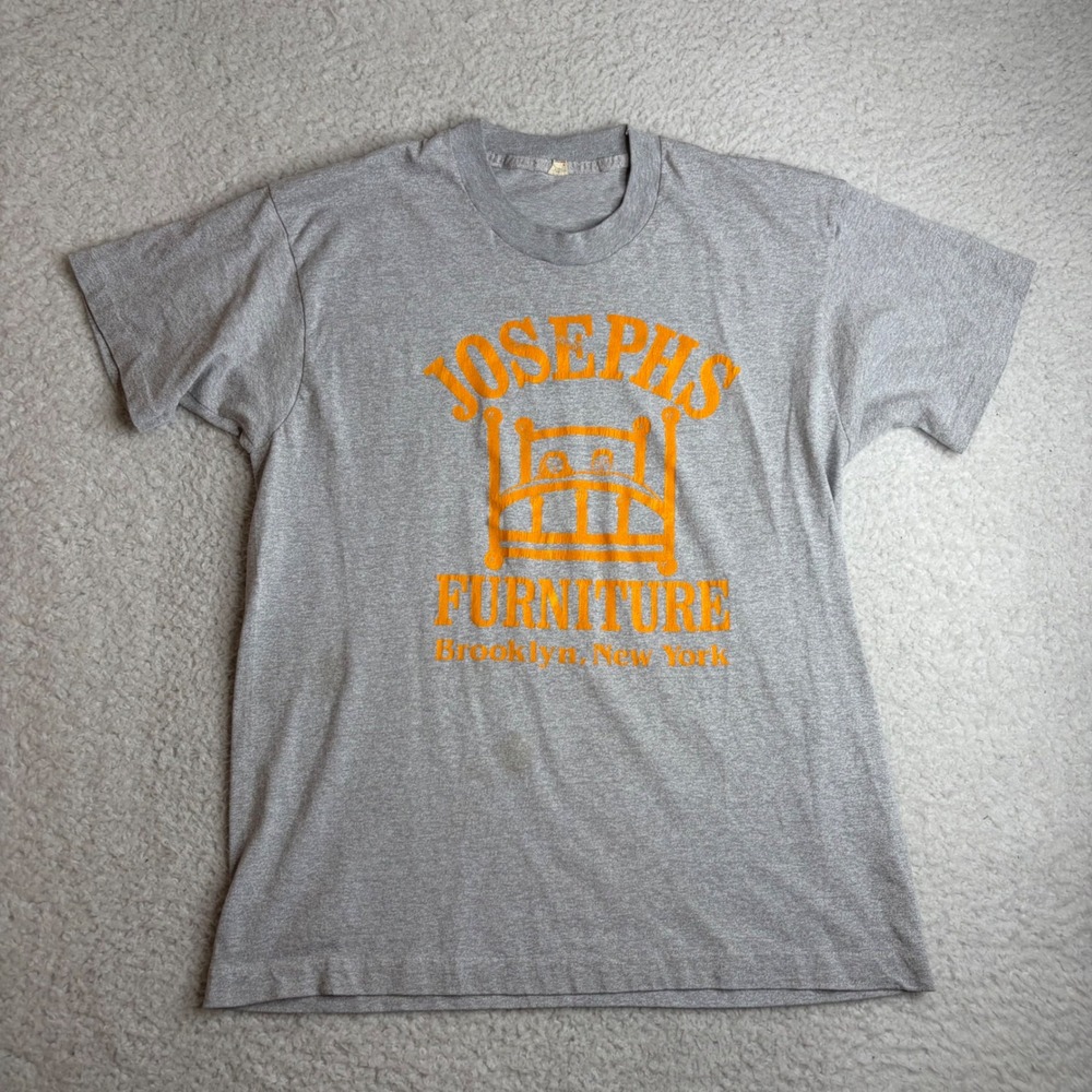 Vintage 80s Screen Stars paper thin NY T-Shirt XL Gray Orange